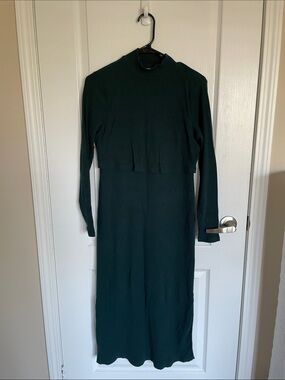 Old Navy Dark Green Long-Sleeve Midi Knit Dress